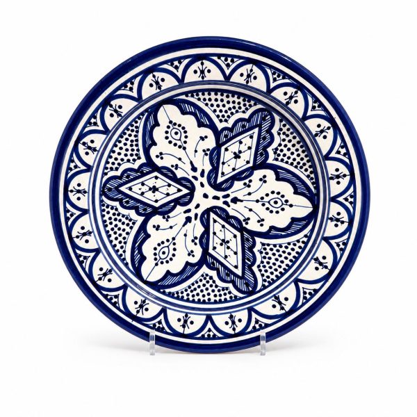 Marokkaans Sierbord Blauw/Wit Bloem 27cm