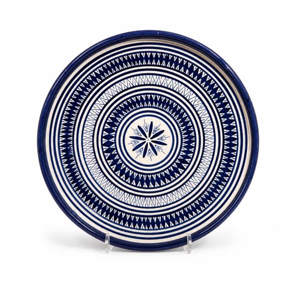 Marokkaans Sierbord Blauw/Wit Mandala 27cm
