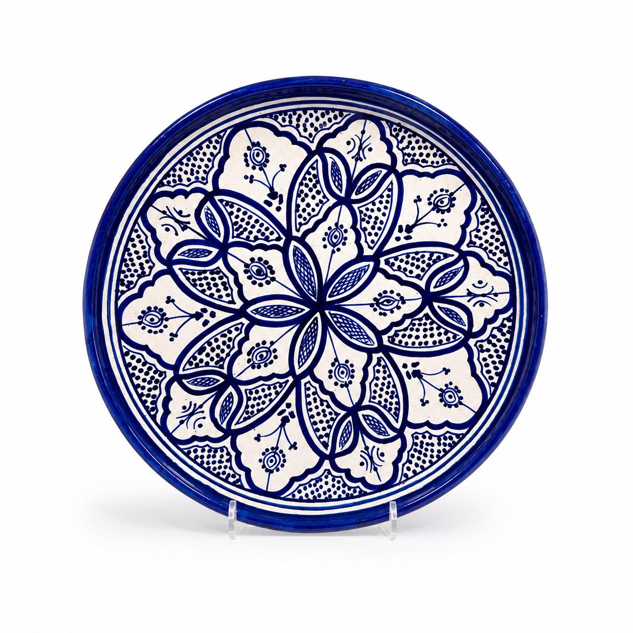Marokkaans Sierbord Blauw/Wit 35cm