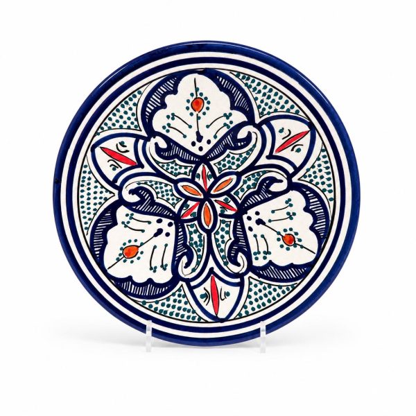 Marokkaans Sierbord Blauw/Wit/Rood 24cm