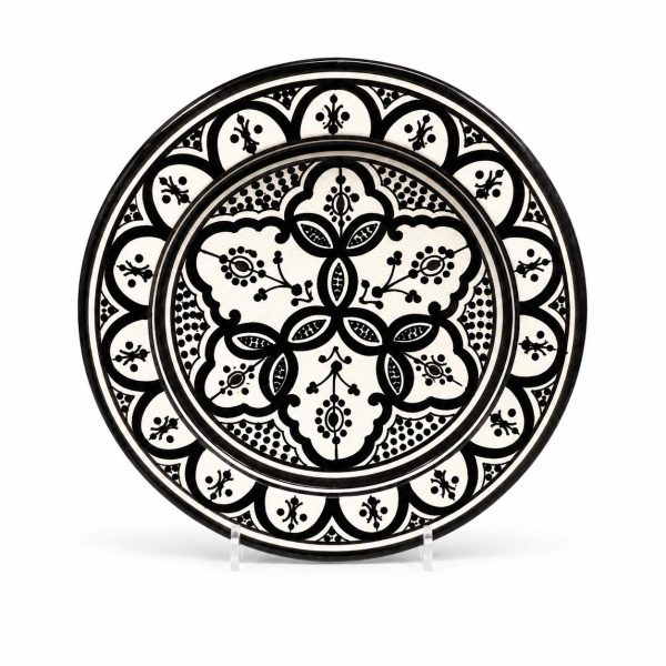 Marokkaans Sierbord Zwart/Wit Mandala 24cm