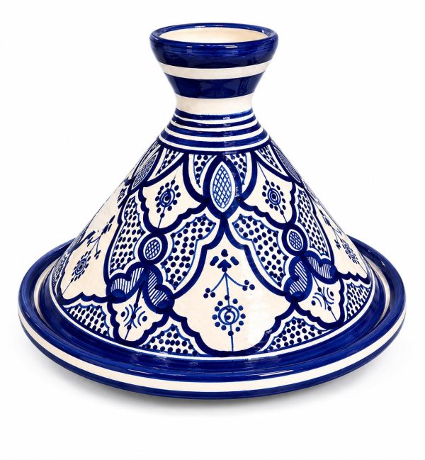 Marokkaanse Tajine Decoratief Blauw/Wit 30cm