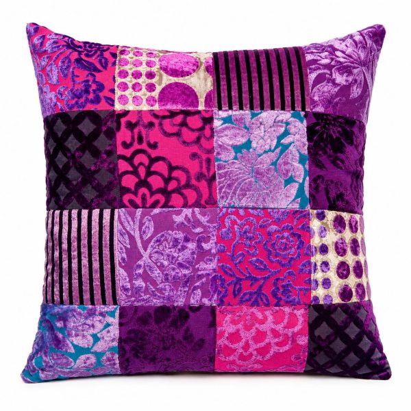 Velvet Patchwork Kussen Paars 40x40