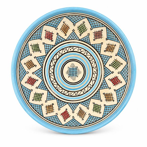 Marokkaanse Salade Bowl Lichtblauw/Multicolor 30cm