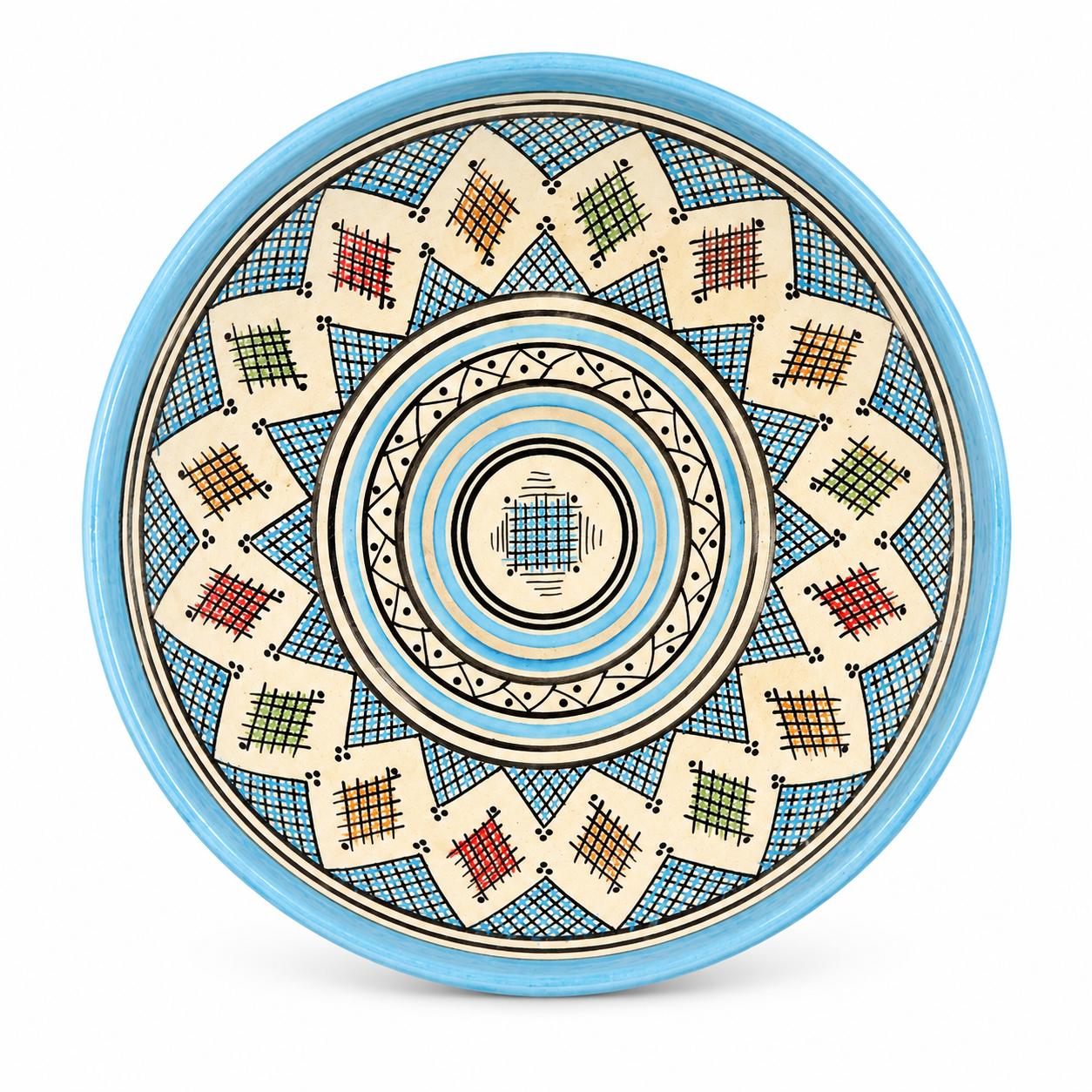 Marokkaanse Salade Bowl Lichtblauw/Multicolor 30cm